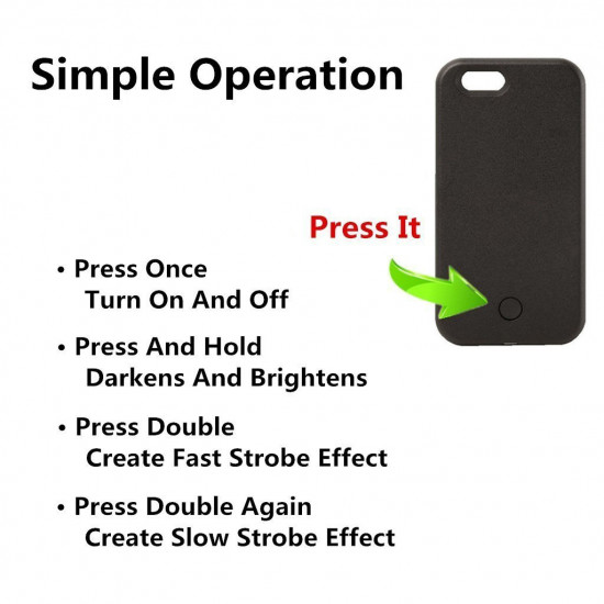 iPhone 8 Plus / 7 Plus Selfie Illuminated LED Light Case (Black)