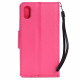 iPhone Xs Max Multi Pockets Folio Flip Leather Wallet Case with Strap (Hot Pink)