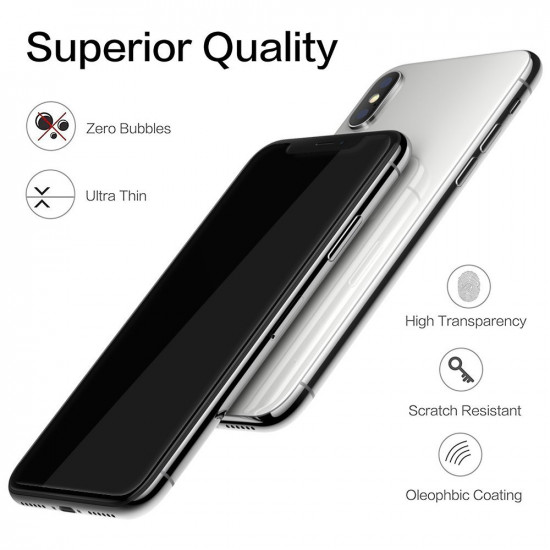 iPhone 11 Pro Max (6.5in) / XS Max Privacy Anti-Spy Full Cover Tempered Glass Screen Protector (Black)