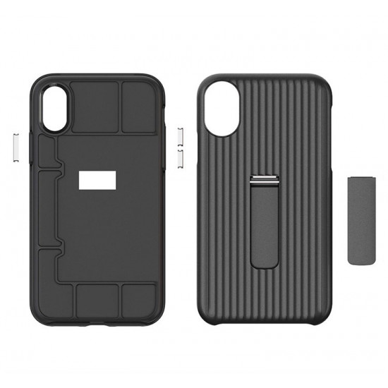 iPhone Xs Max Cabin Carbon Style Stand Case (Black)