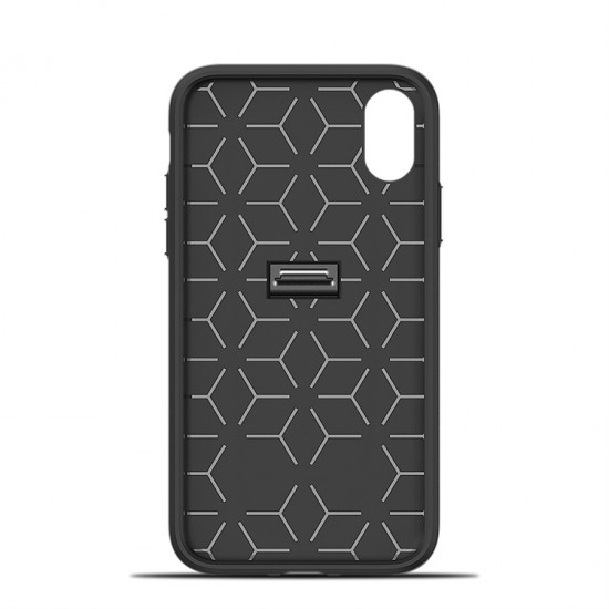 iPhone Xs Max Cabin Carbon Style Stand Case (Silver)