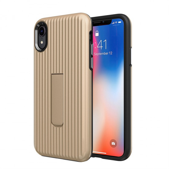 iPhone Xs Max Cabin Carbon Style Stand Case (Gold)