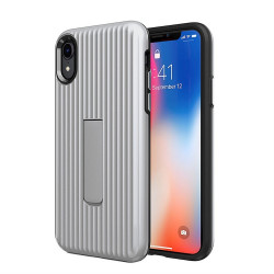 iPhone Xs Max Cabin Carbon Style Stand Case (Silver)