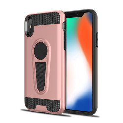 iPhone Xs Max Metallic Plate Stand Case Work with Magnetic Mount Holder (Rose Gold)