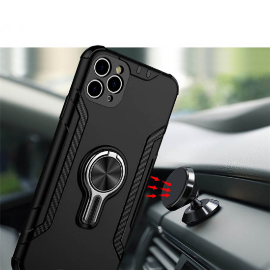 Airvent Holder 360 Ring Stand Armor Case with Magnetic Metal Plate for iPhone 11 6.1 (Black)