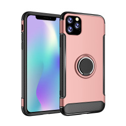 iPhone 11 Pro (5.8in) 360 Rotating Ring Stand Hybrid Case with Metal Plate (Rose Gold)