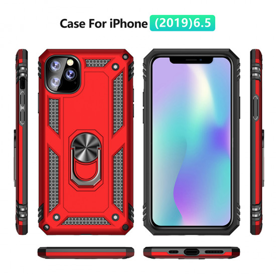 iPhone 11 (6.1in) Tech Armor Ring Grip Case with Metal Plate (Red)