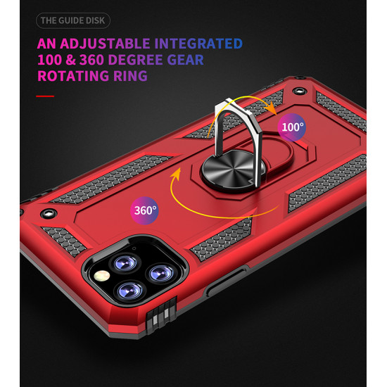 iPhone 11 (6.1in) Tech Armor Ring Grip Case with Metal Plate (Red)