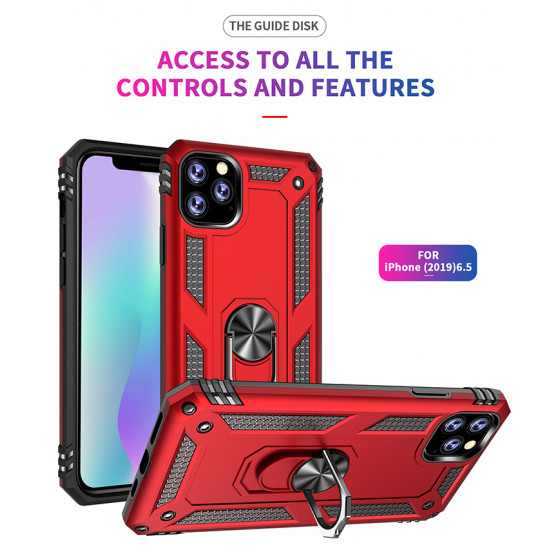 iPhone 11 (6.1in) Tech Armor Ring Grip Case with Metal Plate (Red)