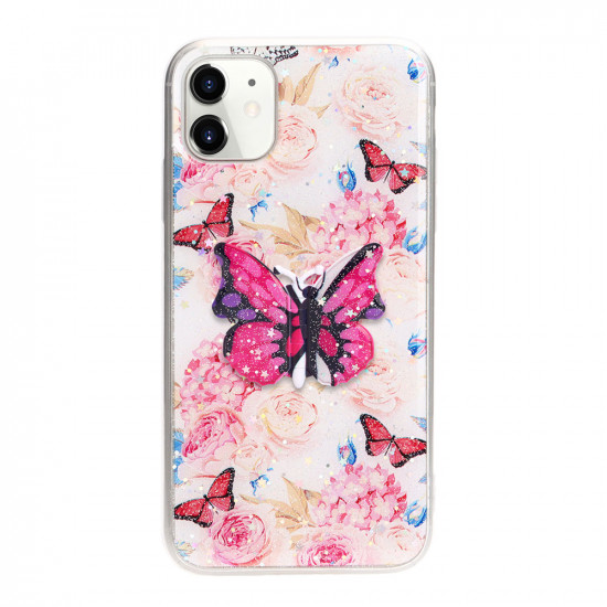 3D Butterfly Design Stand Slim Case for iPhone 12 / 12 Pro 6.1 (Hot Pink)