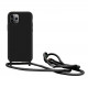 Crossbody Lanyard Neck Strap Adjustable Necklace Pro Silicone Case Bag for iPhone 12 / 12 Pro 6.1 (Black)