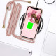 Crossbody Lanyard Neck Strap Adjustable Necklace Pro Silicone Case Bag for iPhone 12 Pro Max 6.7 (Pink)