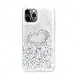 Love Heart Crystal Shiny Glitter Sparkling Jewel Case Cover for iPhone 12 / 12 Pro 6.1 (Clear)