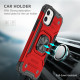 Cube Style Armor Case with Rotating Ring Holder, Kickstand and Magnetic Car Mount Plate for iPhone 12 / 12 Pro 6.1 (Red)
