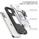 Cube Style Armor Case with Rotating Ring Holder, Kickstand and Magnetic Car Mount Plate for iPhone 12 Pro Max 6.7 (Silver)