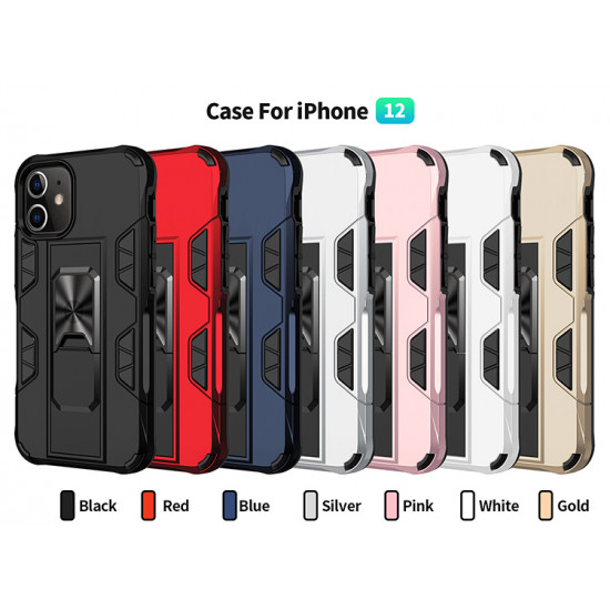 Military Grade Armor Protection Stand Magnetic Feature Case for iPhone 12 Mini 5.4 (Black)