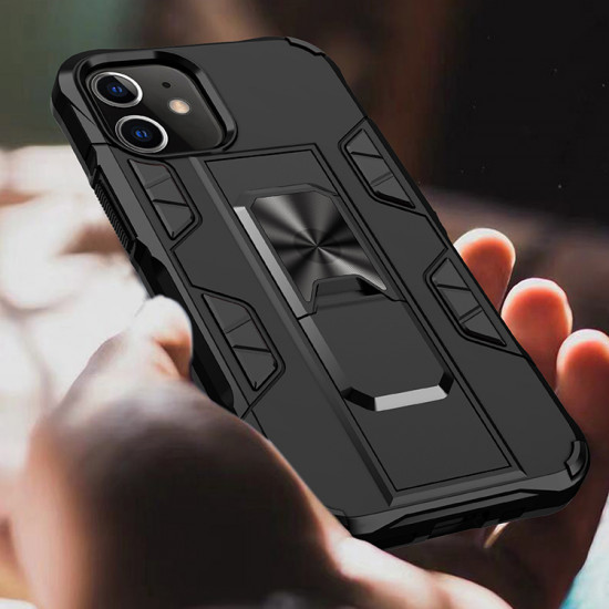 Military Grade Armor Protection Stand Magnetic Feature Case for iPhone 12 Mini 5.4 (Black)
