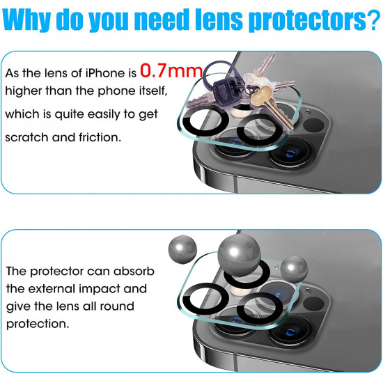 Camera Lens HD Tempered Glass Protector for iPhone 12 Pro Max 6.7 (Transparent Clear)
