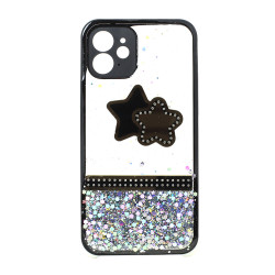 Glitter Jewel Diamond Armor Bumper Case with Camera Lens Protection Cover for Apple iPhone 12 Pro Max (Star Black)