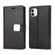 Multi Pockets Folio Flip Leather Wallet Case with Strap for iPhone 12 Mini 5.4 inch (Black)