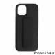 PU Leather Hand Grip Kickstand Case with Metal Plate for iPhone 12 Mini 5.4 inch (Black)