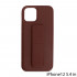 PU Leather Hand Grip Kickstand Case with Metal Plate for iPhone 12 Mini 5.4 inch (Brown)