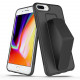 PU Leather Hand Grip Kickstand Case with Metal Plate for iPhone 12 Mini 5.4 inch (Black)