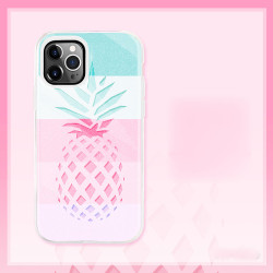 Dual Layer High Impact Protective Hybrid Hard Design Case for iPhone 12 / 12 Pro 6.1 (Shiny Pineapple)