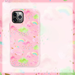 Dual Layer High Impact Protective Hybrid Hard Design Case for iPhone 12 / 12 Pro 6.1 (Pink Rainbow)