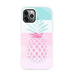 Dual Layer High Impact Protective Hybrid Hard Design Case for iPhone 12 Mini 5.4 (Shiny Pineapple)