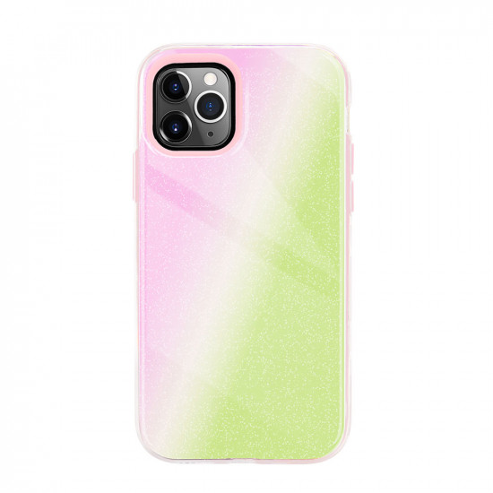 Dual Layer High Impact Protective Hybrid Hard Design Case for iPhone 12 Pro Max 6.7 (Pink Green)