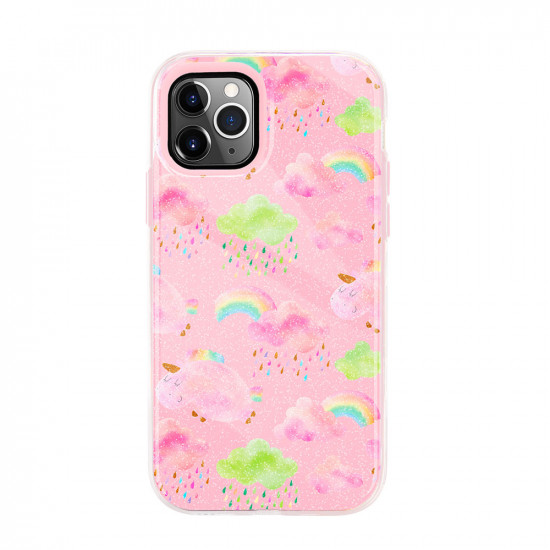 Dual Layer High Impact Protective Hybrid Hard Design Case for iPhone 12 Mini 5.4 (Pink Rainbow)