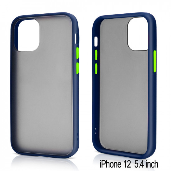Slim Matte Hybrid Bumper Case For Iphone 12 Mini 5 4 Inch Navy Blue