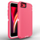 Heavy Duty Armor Robot Case for iPhone SE [2020] / iPhone 8 / 7 (Hot Pink White)