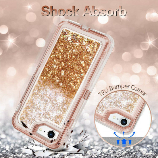 Liquid Star Dust Heavy Duty Armor Robot Case for iPhone SE [2020] / iPhone 8 / 7 (Gold)