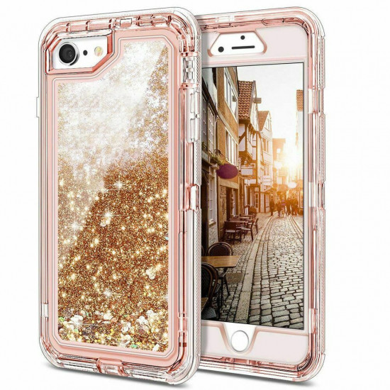 Liquid Star Dust Heavy Duty Armor Robot Case for iPhone SE [2020] / iPhone 8 / 7 (Gold)