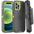 Premium Armor Heavy Duty Dual-Layer Case with Clip for iPhone 13 (6.1) -(Gray-Green)