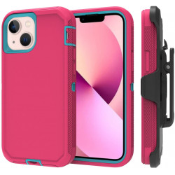 Premium Armor Heavy Duty Case with Clip for Apple iPhone 13 Pro Max (6.7) (Hot Pink Blue)