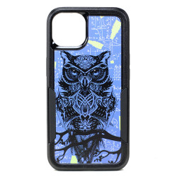 Design Fashion Heavy Duty Strong Armor Hybrid Picture Printed Case Cover for Apple iPhone 13 [6.1] (Owl)