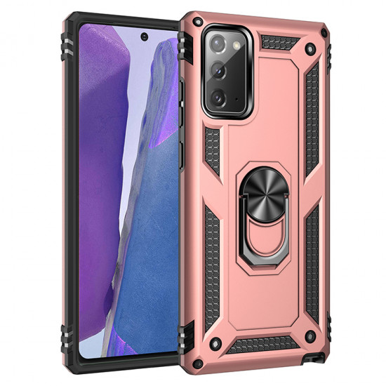 Samsung Galaxy Note 20 Tech Armor Ring Grip Case with Metal Plate (Rose Gold)