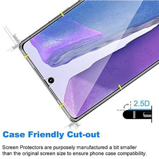 3D Tempered Glass Full Screen Protector with Working Adhesive In Screen Finger Scanner for Galaxy Note 20 (Clear)