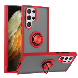 Tuff Slim Armor Hybrid Ring Stand Case for Samsung Galaxy S22 Ultra 5G (Red)