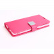 Multi Pockets Folio Flip Leather Wallet Case with Strap for Samsung Galaxy S21 Ultra 5G (Hot Pink)