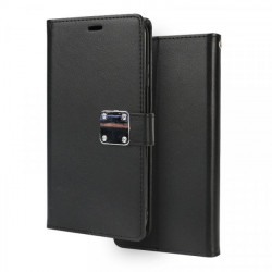 Multi Pockets Folio Flip Leather Wallet Case with Strap for Samsung Galaxy S21 5G (Black)