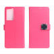 Multi Pockets Folio Flip Leather Wallet Case with Strap for Samsung Galaxy S21 Ultra 5G (Hot Pink)