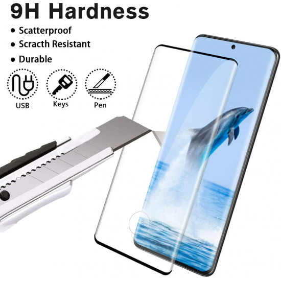 3D Tempered Glass Full Screen Protector with Working Adhesive In Screen Finger Scanner for Samsung Galaxy S21 5G (Clear)