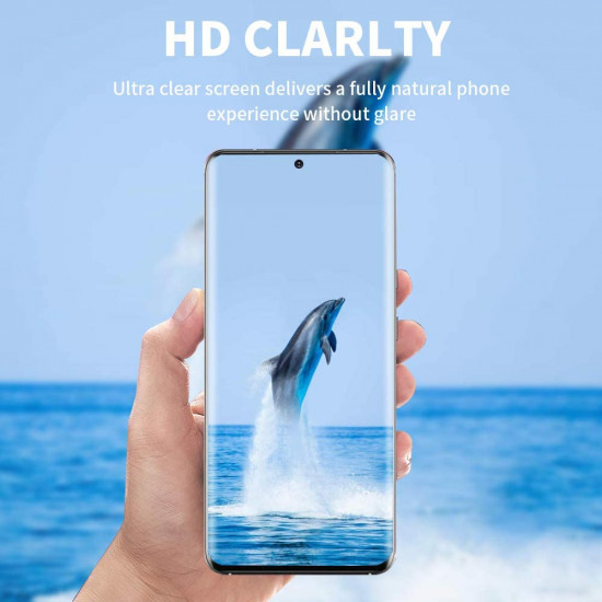 3D Tempered Glass Full Screen Protector with Working Adhesive In Screen Finger Scanner for Samsung Galaxy S21+ Plus 5G (Clear)