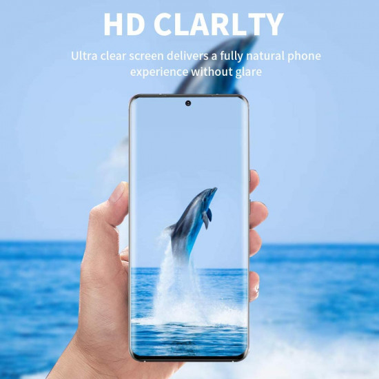 3D Tempered Glass Full Screen Protector with Working Adhesive In Screen Finger Scanner for Samsung Galaxy S21 5G (Clear)