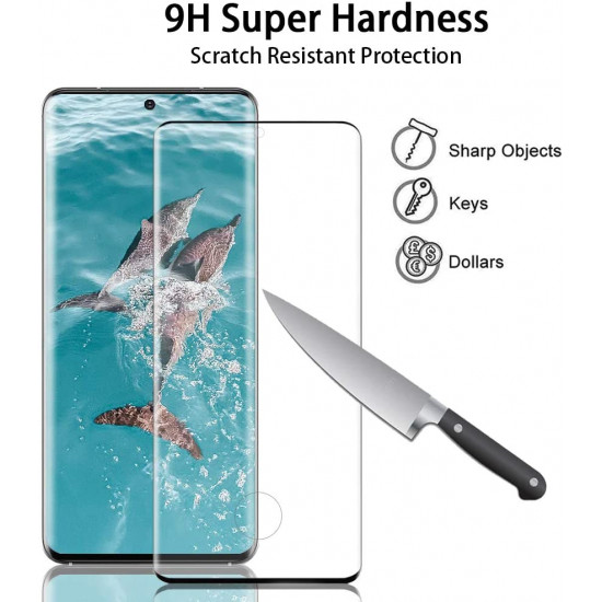 3D Tempered Glass Full Screen Protector with Working Adhesive In Screen Finger Scanner for Samsung Galaxy S21 Ultra 5G (Clear)