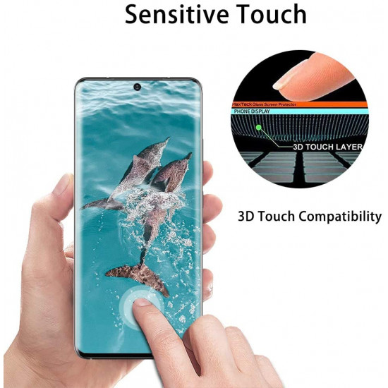 3D Tempered Glass Full Screen Protector with Working Adhesive In Screen Finger Scanner for Samsung Galaxy S21 Ultra 5G (Clear)